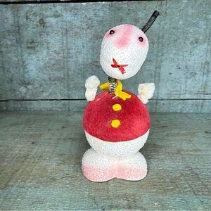 VTG 1950S WEST GERMANY EASTER CANDY CONTAINER Spring Eared FLOCKED BUNNY 5”